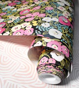 Flora Ditsy Wallpaper by Ohpopsi Fuchsia & Jet