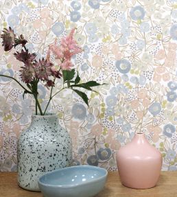 Flora Ditsy Wallpaper by Ohpopsi Peach & Dove