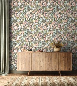 Flora Wallpaper by Ohpopsi Midnight Blush