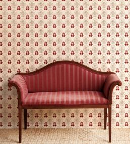 Floral Block Wallpaper by Barneby Gates Chocolate/Red