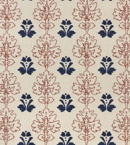 Floral Block Fabric by Barneby Gates Red/Navy