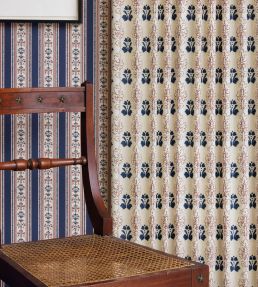 Floral Block Fabric by Barneby Gates Red/Navy