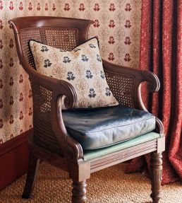 Floral Block Piped Pillow 18 x 18" by Barneby Gates Red/Navy