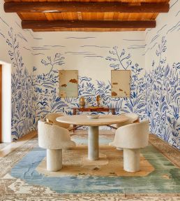 Floral Cave Mural by Tres Tintas Blue