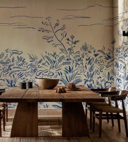 Floral Cave Mural by Tres Tintas Blue