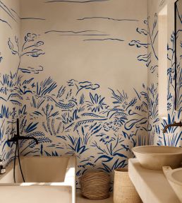 Floral Cave Mural by Tres Tintas Blue