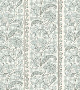 Floral Check Wallpaper by Josephine Munsey Barton Blue and Cotswold White