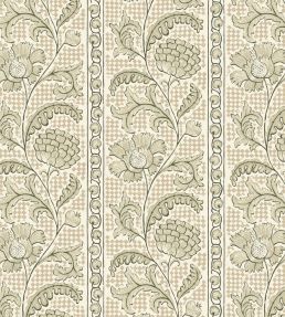 Floral Check Wallpaper by Josephine Munsey Maitland Green and Cotswold White