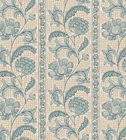 Floral Check Wallpaper by Josephine Munsey Osney Blue and Salt Ridge