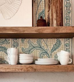 Floral Check Wallpaper by Josephine Munsey Osney Blue and Salt Ridge