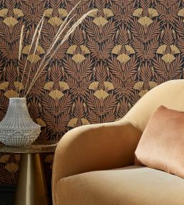 Floral Fanfare Wallpaper by 1838 Wallcoverings Burnt Orange