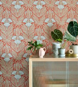 Floral Fanfare Wallpaper by 1838 Wallcoverings Coral