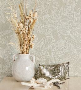 Floral Lace Wallpaper by Eijffinger Green