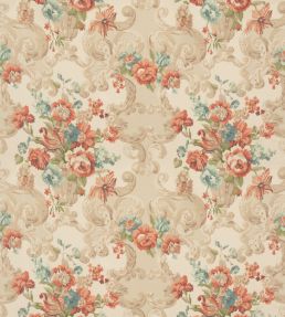 Floral Rococo Cotton Fabric by Mulberry Home Red/Green