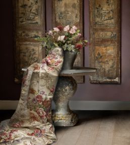 Floral Rococo Cotton Fabric by Mulberry Home Blue