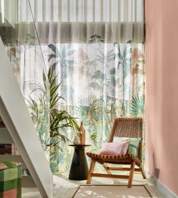 Floreana Sheer Fabric by Harlequin Black Earth/Tranquility