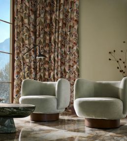 Flores Embroidery Fabric by Harlequin Rust/Burgundy/Forest