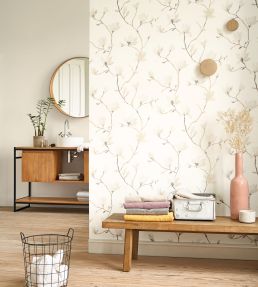 Florescence Suzhou Wallpaper by Casadeco Orange Crepuscule
