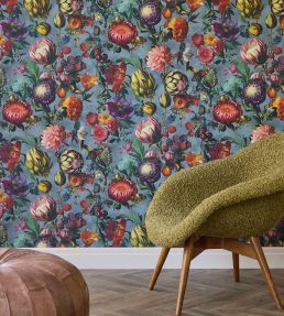 Flourish Wallpaper by Eijffinger Warm Blue