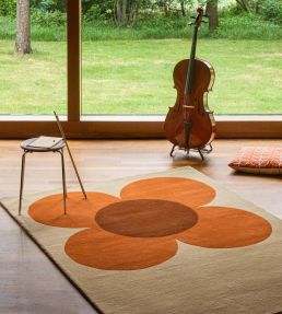 Orla Kiely Flower Placement rug Pumpkin/Ecru 158203120180-US Pumpkin/Ecru