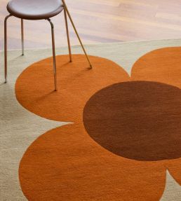 Orla Kiely Flower Placement rug Pumpkin/Ecru 158203120180-US Pumpkin/Ecru