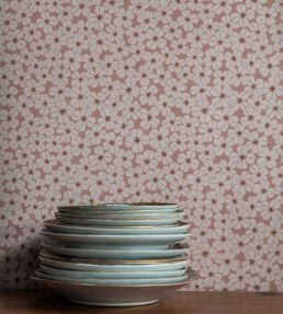 Flower Shower Wallpaper by Langelid Von Bromssen Dusty Coral