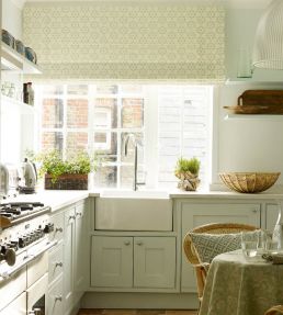 Flower Stencil Fabric by Vanderhurd Gold/Champignon