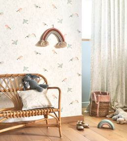 Flying Bird Wallpaper by Casadeco Rose Nude