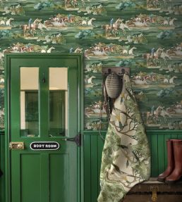 Flying Ducks Fabric by Mulberry Home Emerald