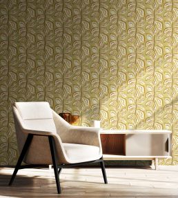 Foli Wallpaper by Ohpopsi Olive Glow