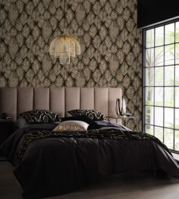 Folius Wallpaper by Clarke & Clarke Charcoal/Gilver