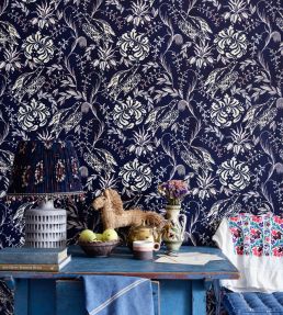 Folk Embroidery Wallpaper by MINDTHEGAP Tobacco