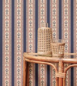 Folk Stripe Wallpaper by Barneby Gates Navy