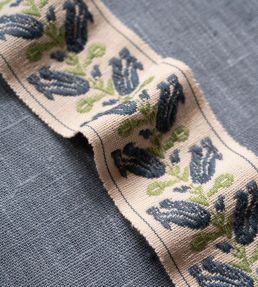Folkloric Floral Braid Trimming by Volga Linen Delft Blue