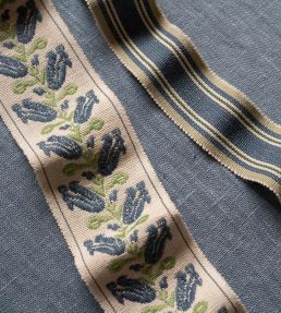 Folkloric Floral Braid Trimming by Volga Linen Delft Blue