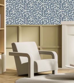 Fond Ogee Wallpaper by Josephine Munsey Bude Blue