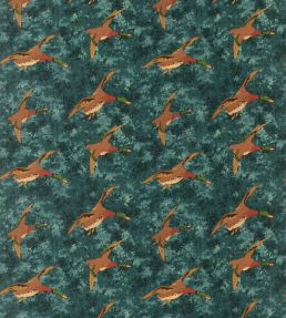 Forest Ducks Velvet Fabric by Mulberry Home Teal