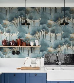 Foret Des Landes Wallpaper by Casadeco Bleu Orage
