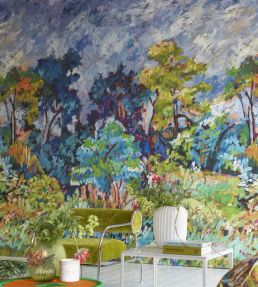 Foret Impressionniste Mural by Designers Guild Cobalt