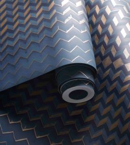 Fragment Wallpaper by Clarke & Clarke Midnight/Copper