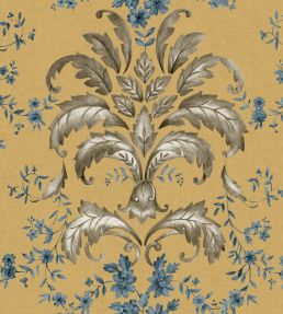French Damask Wallpaper by Coordonne Mustard
