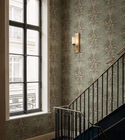 French Damask Wallpaper by Coordonne Sage