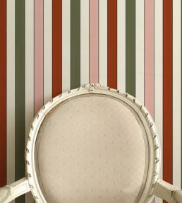 French Stripes Wallpaper by Ottoline Green/red/pink