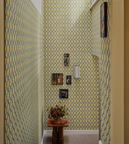 Fresco Trellis Wallpaper by Cole & Son Coral on Tea Rose