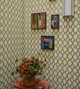 Fresco Trellis Wallpaper by Cole & Son Coral on Tea Rose