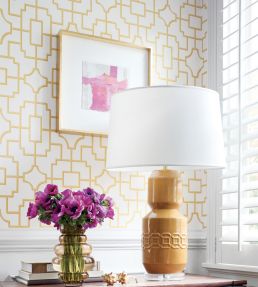 Fretwork Wallpaper by Thibaut Emerald