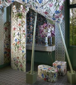 Fretwork Garden Panoramic Mural by Christian Lacroix Citron