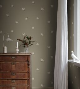 Frida Wallpaper by Sandberg Olive Green