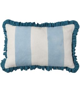 Frill Wide Stripe Cushion 60 x 40cm by Molly Mahon Blue