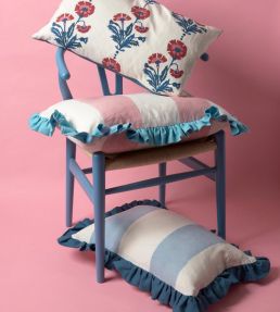 Frill Wide Stripe Cushion 60 x 40cm by Molly Mahon Blue